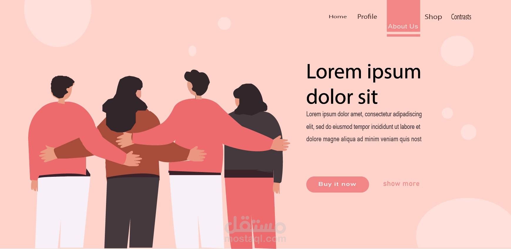 Hero section design for web interface