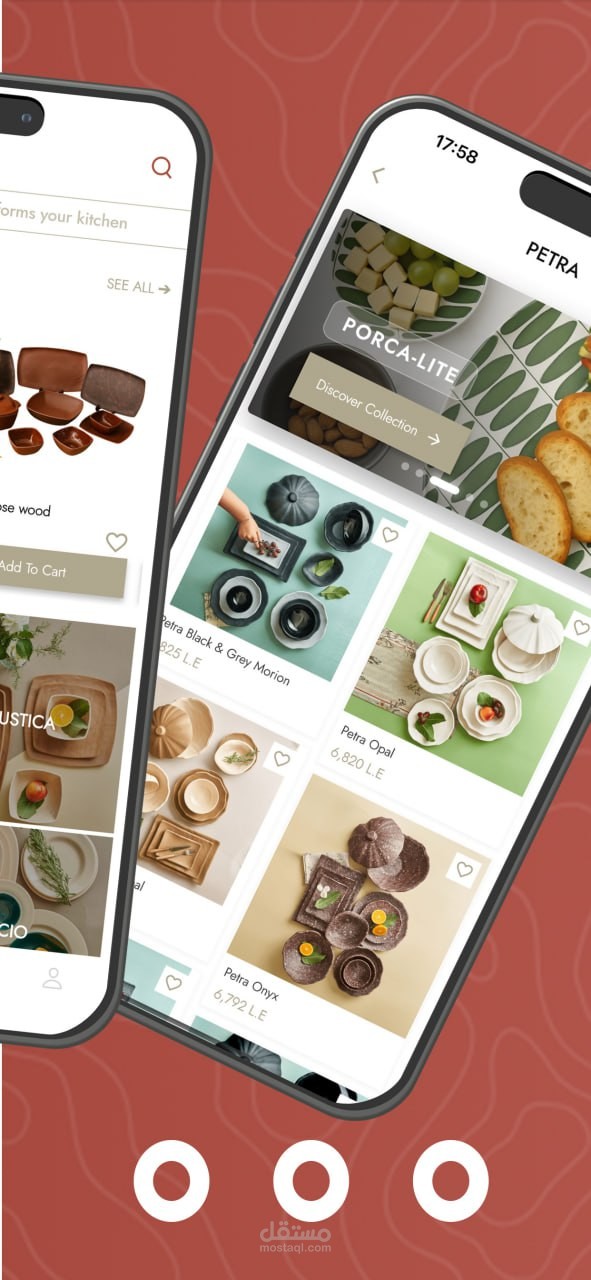 متجر إلكتروني مميز لأطقم السفرة وأدوات المطبخ – تطبيق iOS و Android مع تصميم فاخر وتجربة مستخدم عصرية
