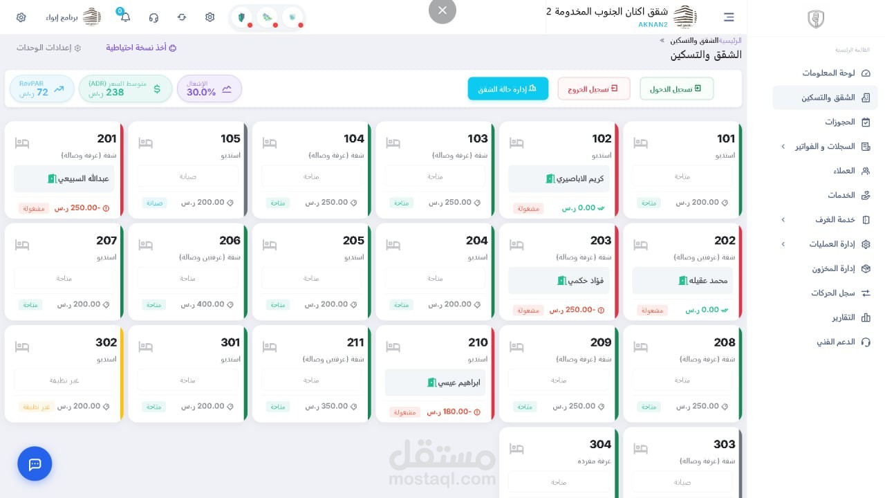 سيستم لادارة الفناق (sass) + ويب سايت