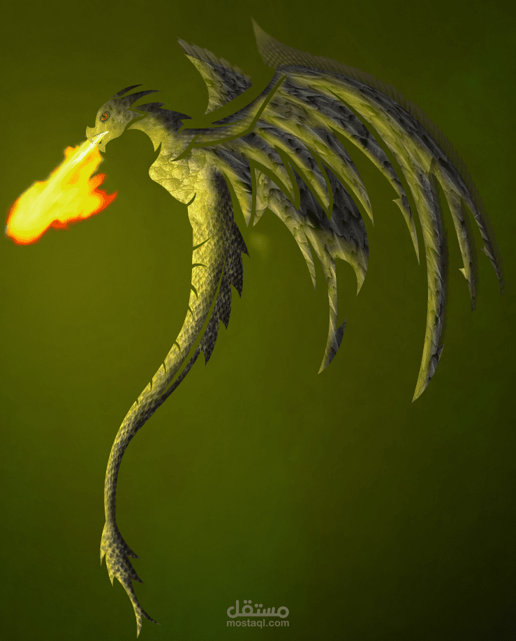 رسم تنين ثم التعديل عليه باستخدام الفوتوشوب