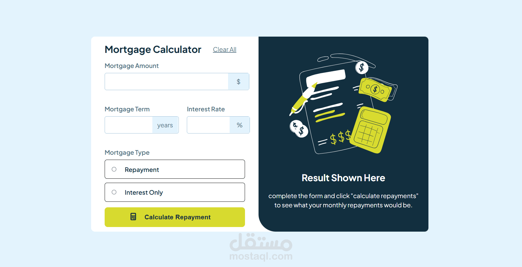 Mortgage repayment calculator