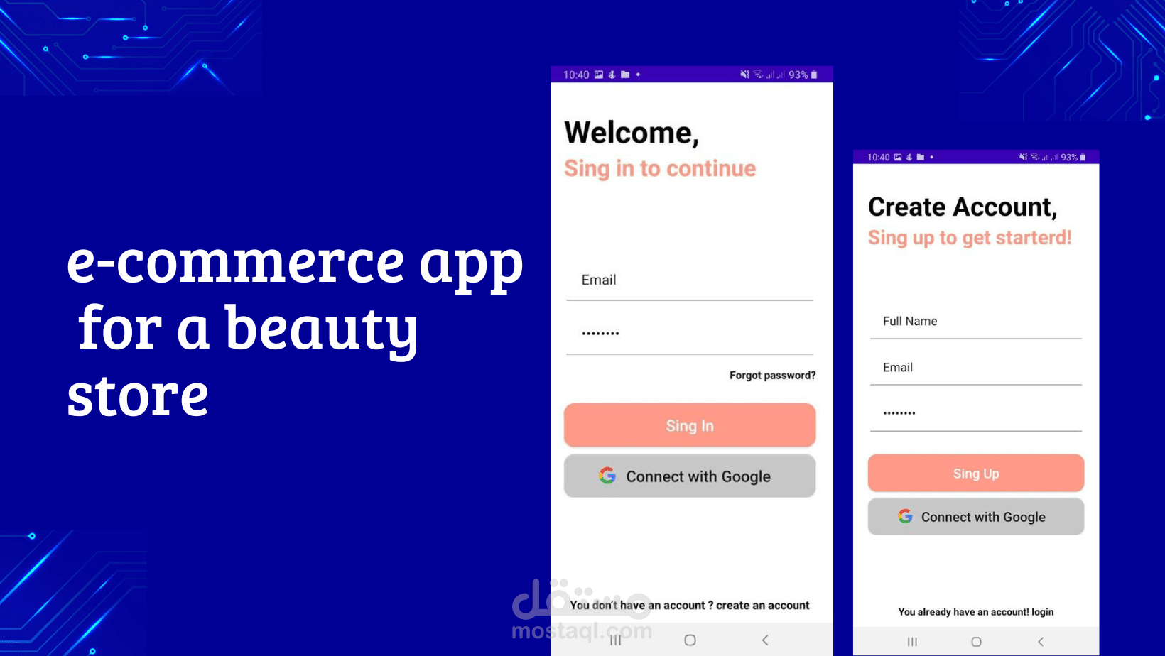 تطبيق e commerce متعدد المستخدمين بائع و مشتري استعملت في التطبيق لغة الجافا و أندرويد ستوديو و firebase