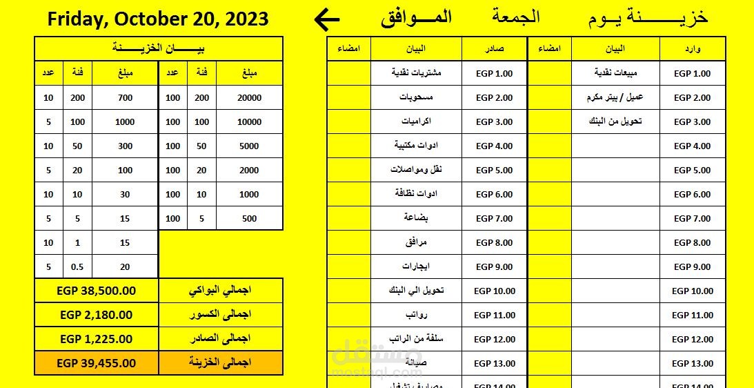 حساب عجز او ذيادة الخزينة
