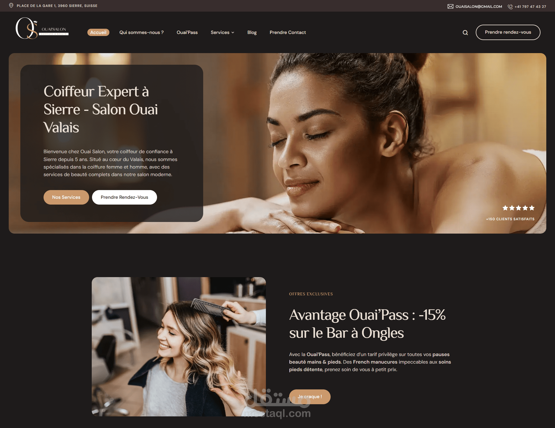 تصميم وتطوير موقع WordPress احترافي – OUAI Salon