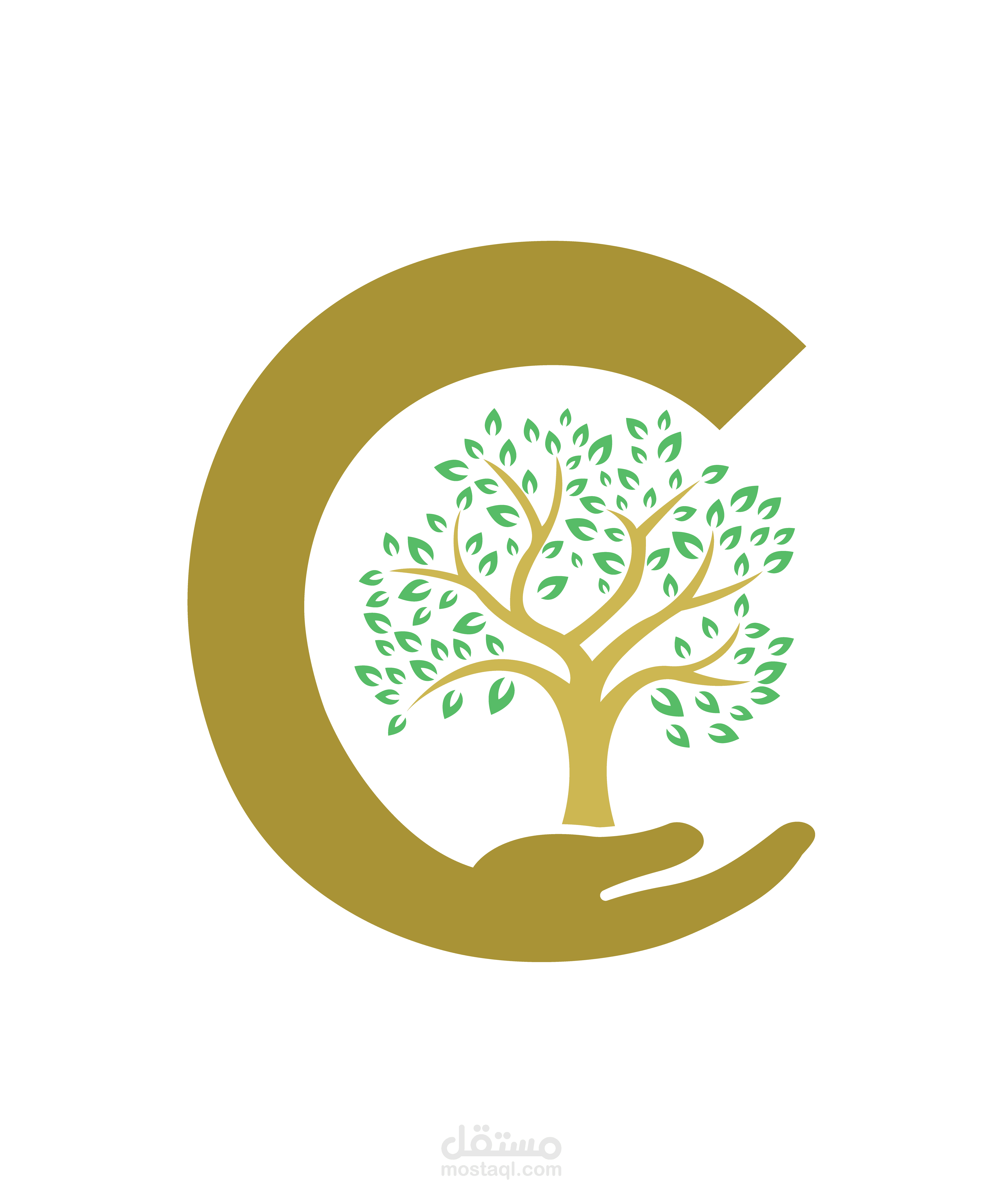 Letter C with Tree Nature Logo Design   حرف C مع تصميم شعار طبيعة الشجرة