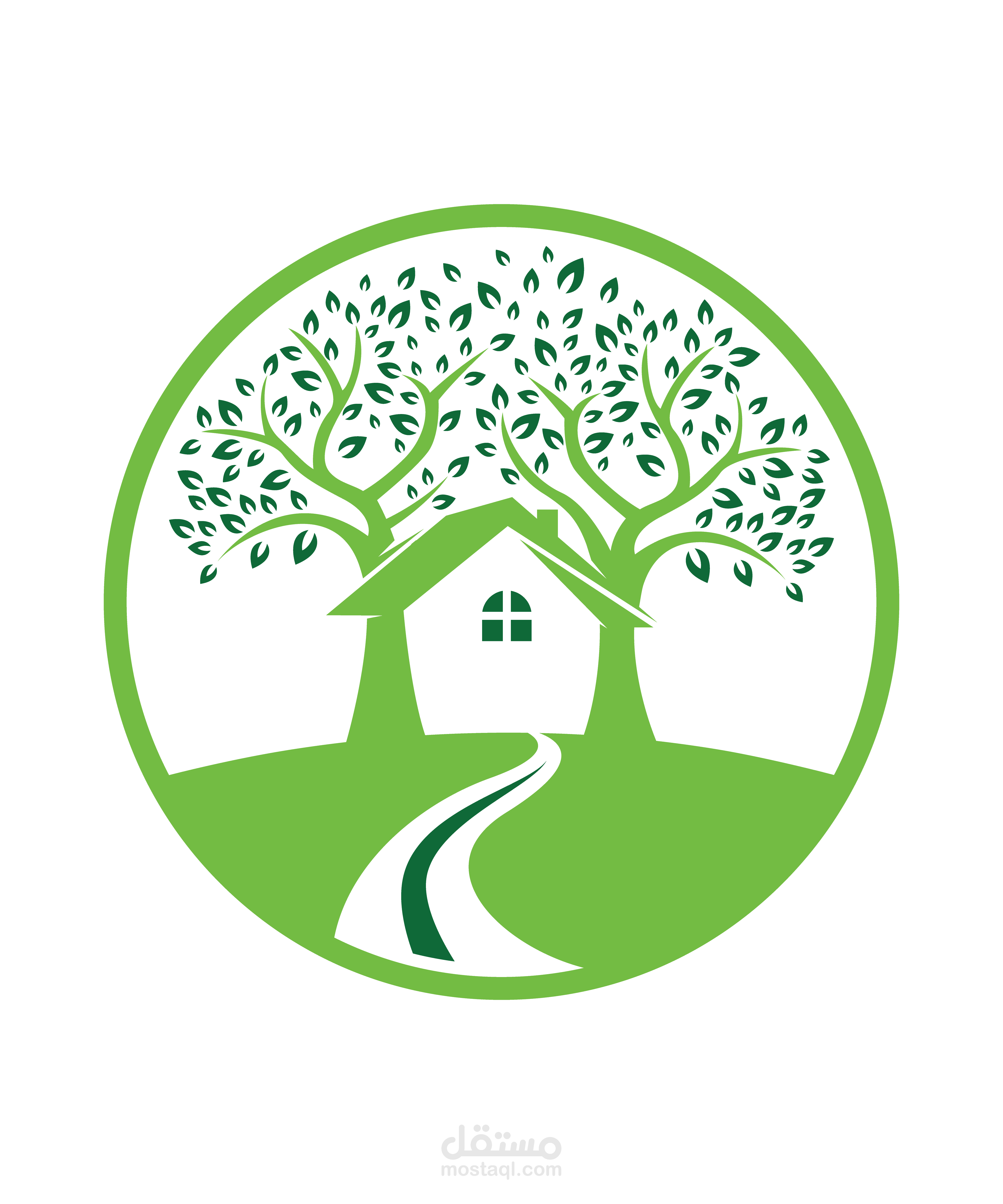 Home and Tree Natural Logo Template   قالب شعار المنزل والشجرة الطبيعي