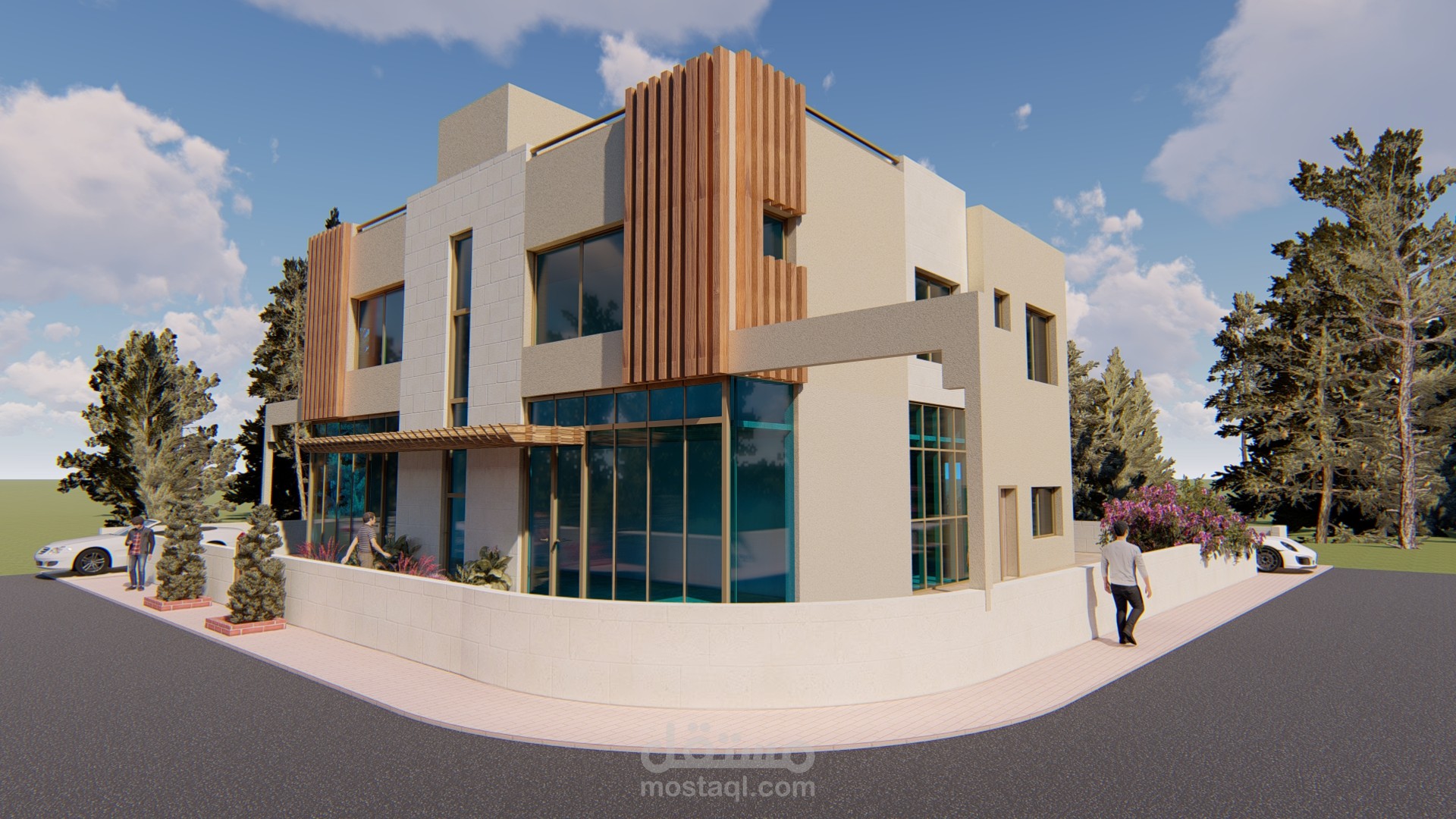 اعادة تصميم واجهات فيلا سكنية مكونة من طابقين