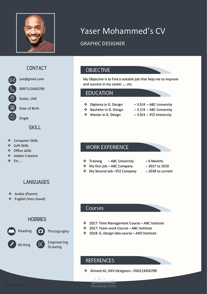 تصميم سيره ذاتيه بشكل احترافى