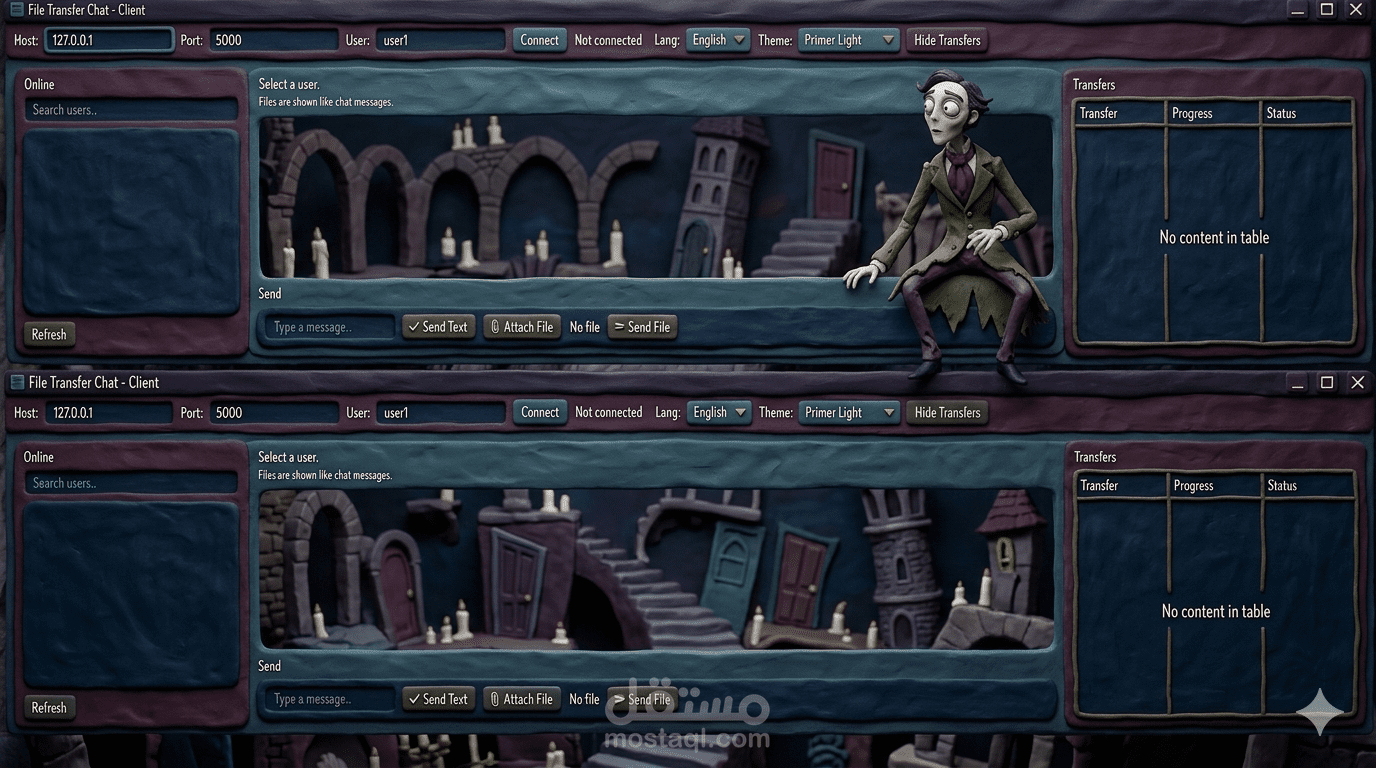 تطبيق "ChatPro" – نظام مراسلة فورية متكامل ونقل ملفات لسطح المكتب (JavaFX & Socket Programming)