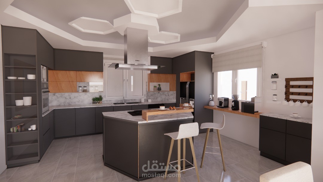 تصميم مطبخ مفتوح لفيلا