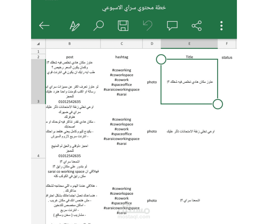 خطة محتوي تسويقي