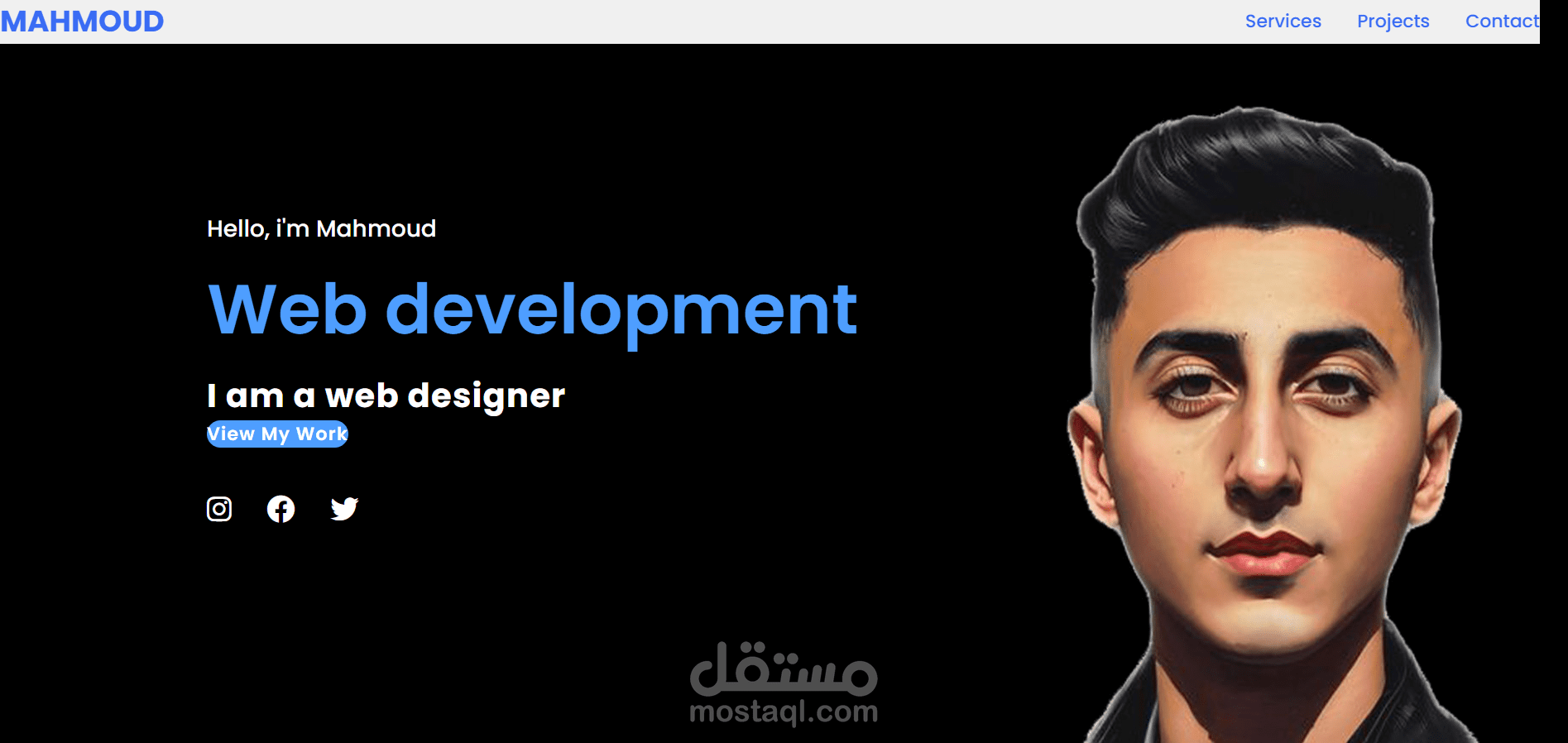 موقع الكتروني شخصي بتصميم بسيط ومريح personal website