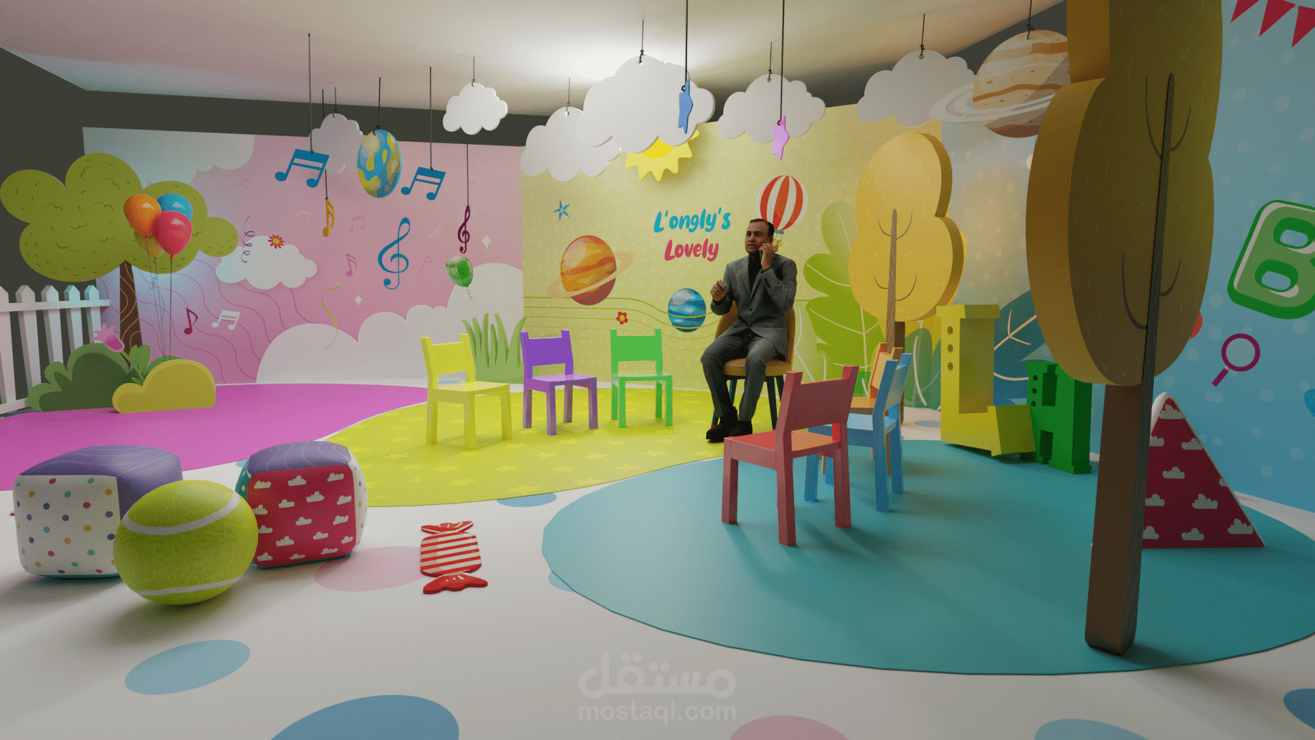 نمذجة 3D لأستوديو تصويري لبرنامج تلفزيوني للأطفال