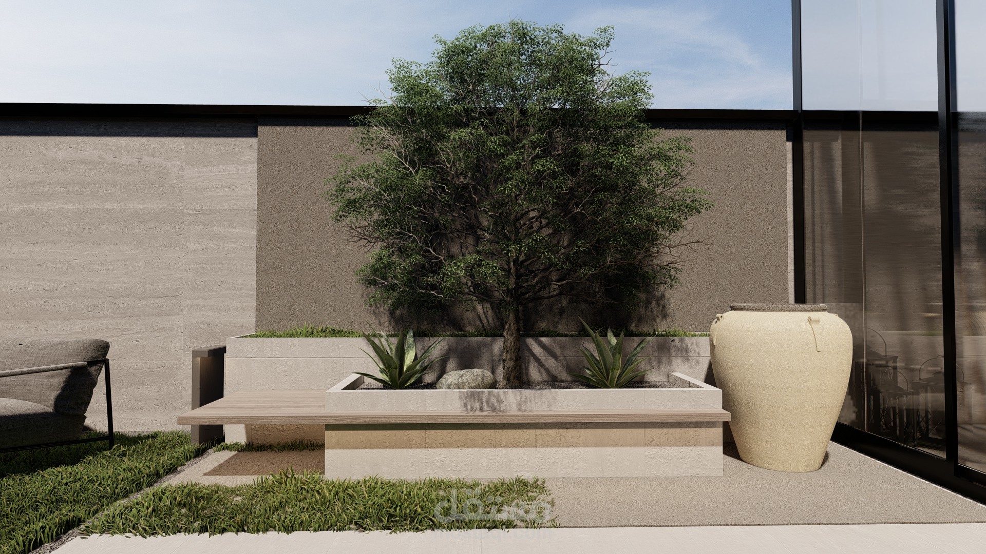 تصميم لاندسكيب لرووف مع الرسومات التنفيذيه