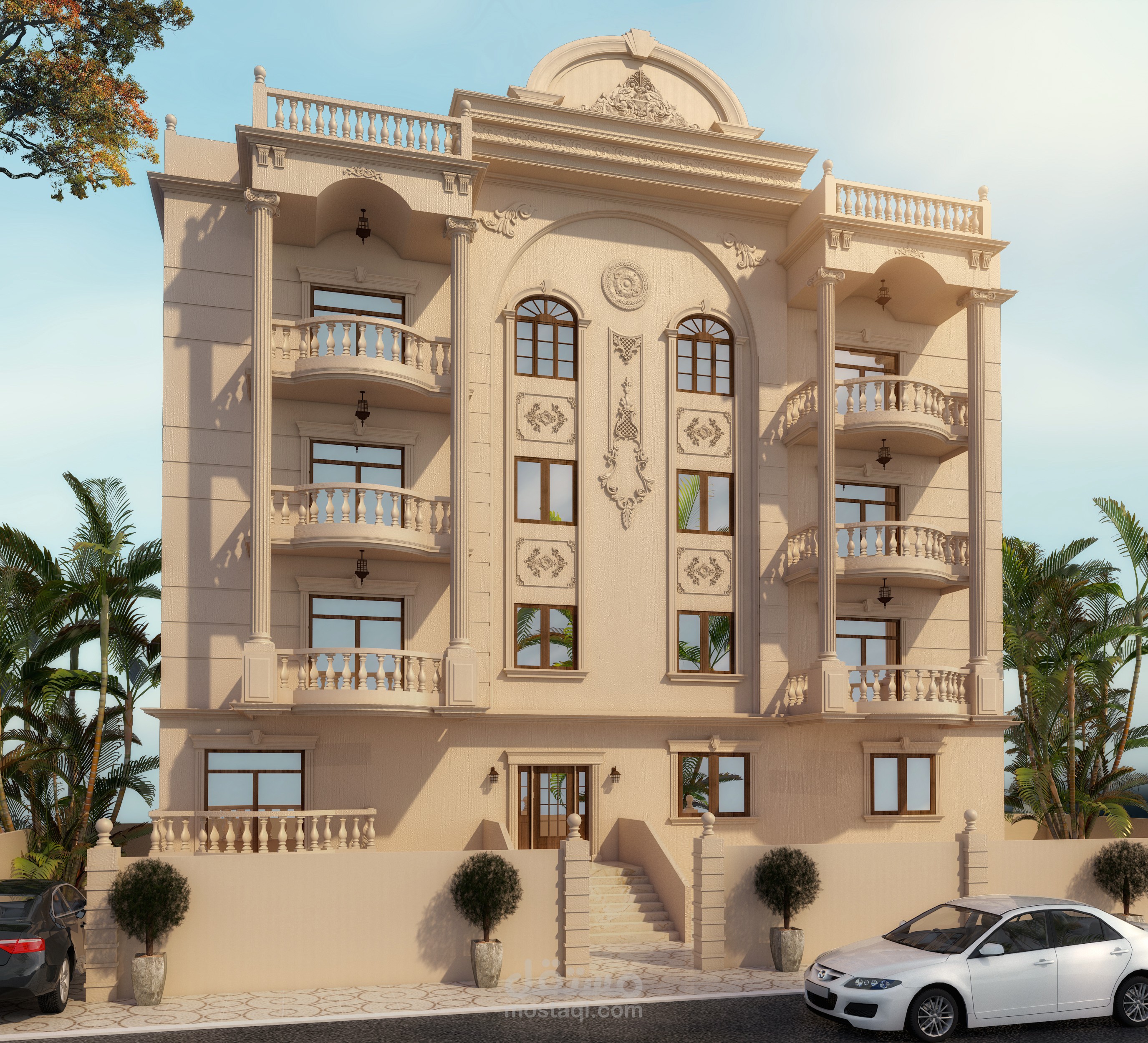 تصميم فيلا 3D على 3ds Max بجودة عالية وواقعية  - تصميم اللوحات الانشائية والمعمارية لفيلا اربع ادوار