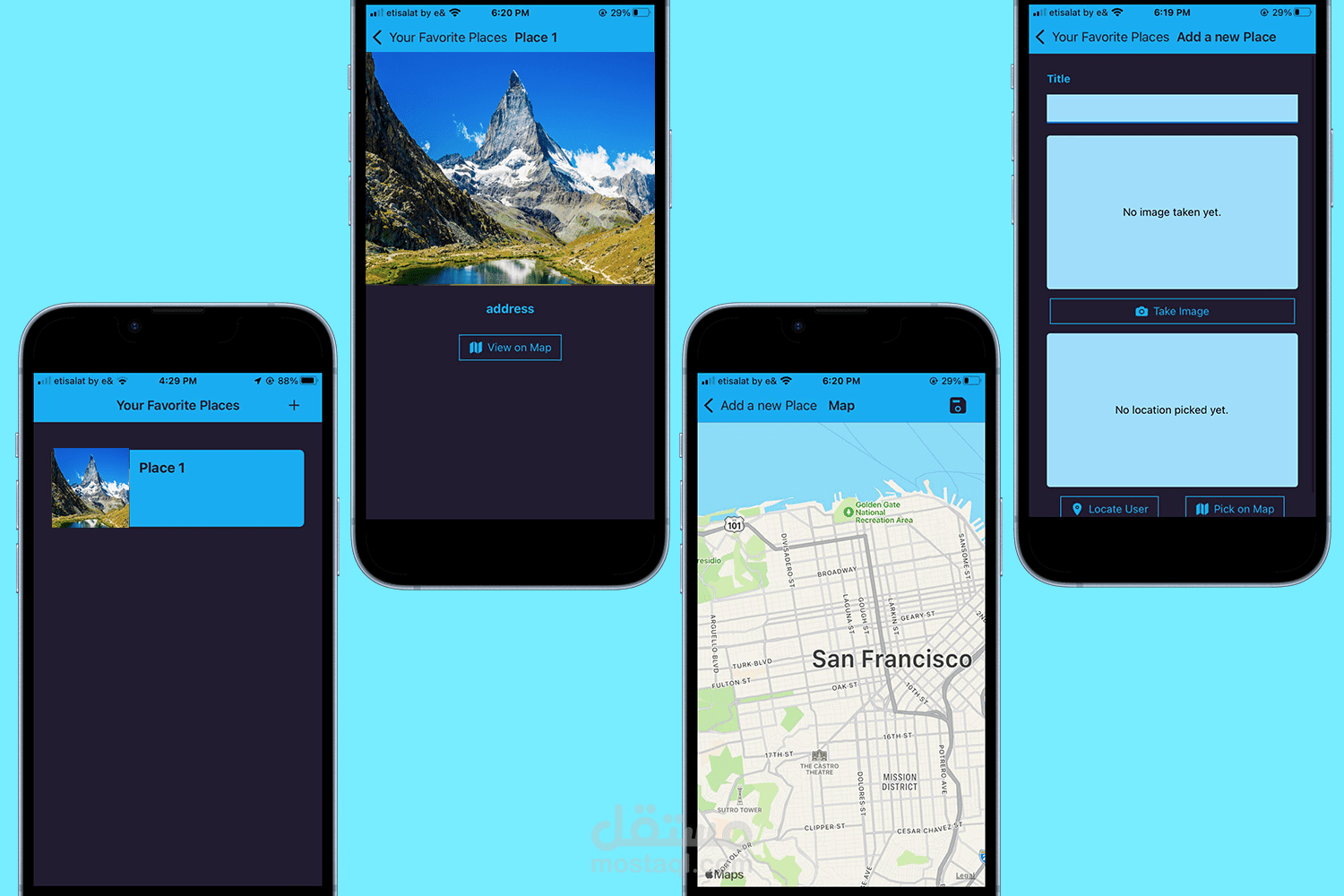 تطبيق الأماكن المفضلة بإستخدام React native