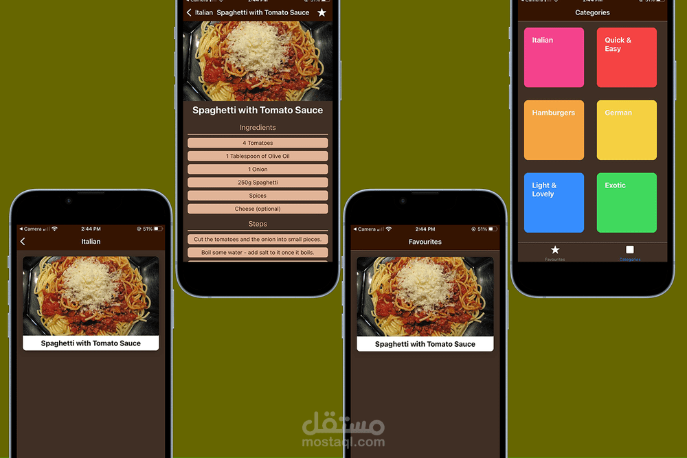 تطبيق الأكلات المفضلة بإستخدام React native