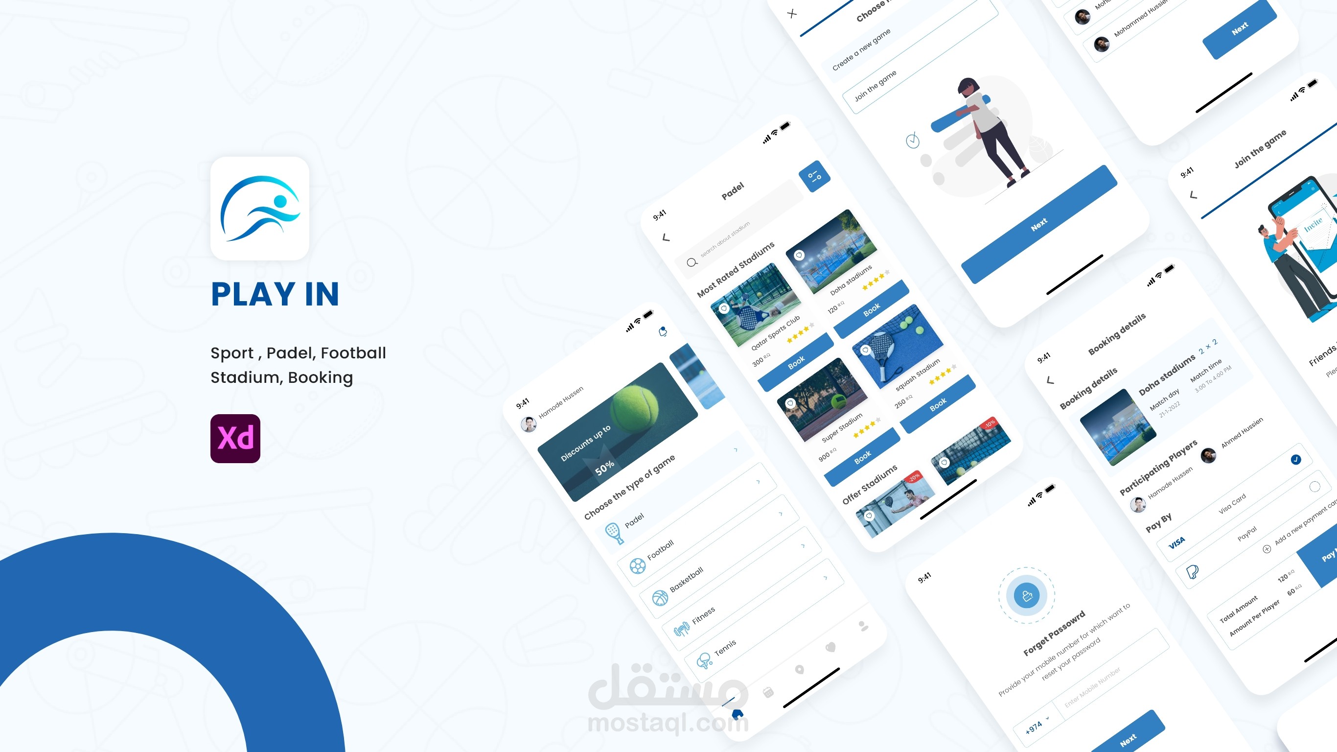تصميم تجربة وواجهة المستخدم لتطبيق حجز ملاعب البادل في قطر
