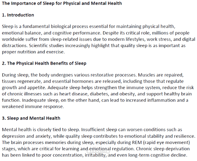 The Importance of Sleep for Physical and Mental Health