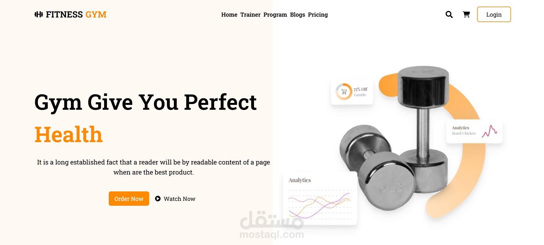 Fitness Gym موقع ويب لنادي رياضي