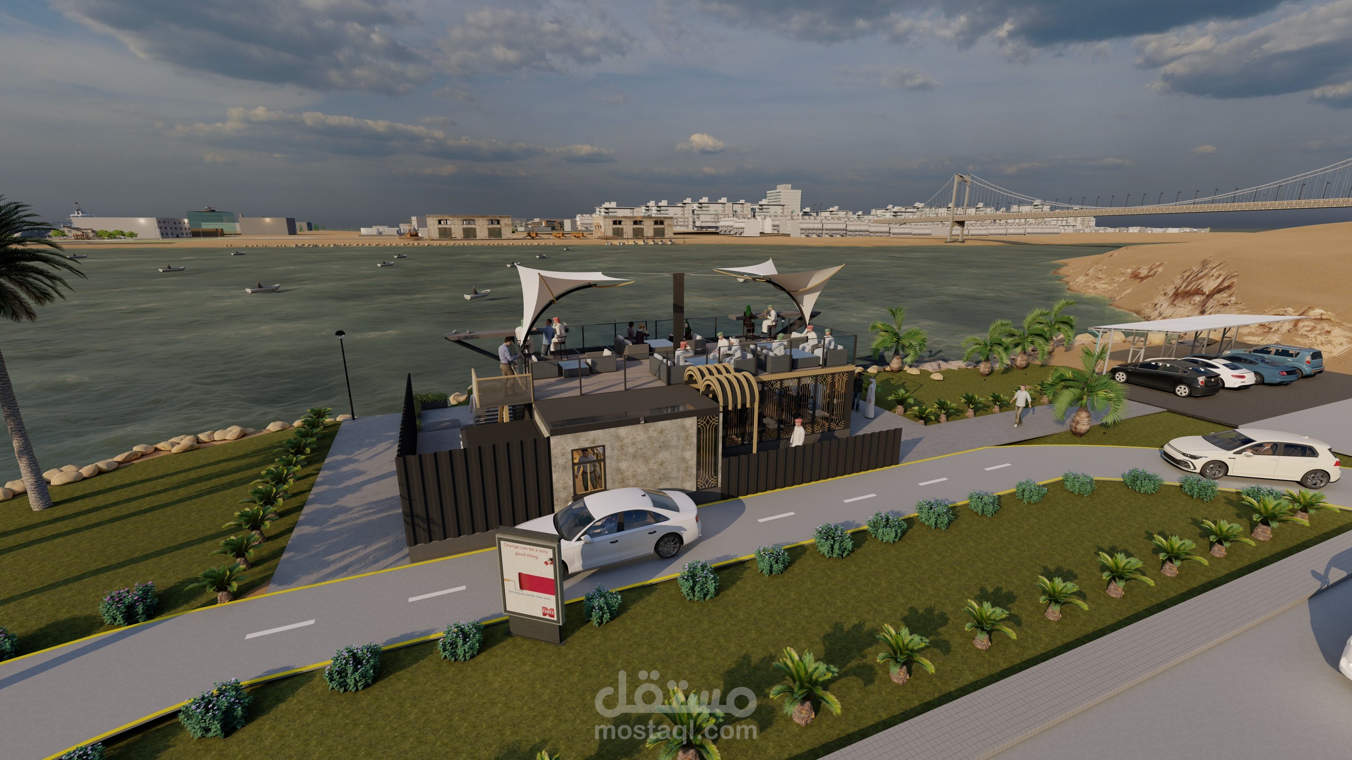 كافيه على البحر في مدينة صور، عُمان