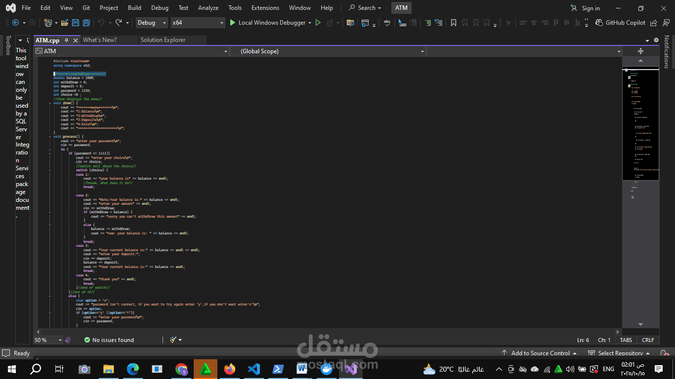 ATM  system using  cpp