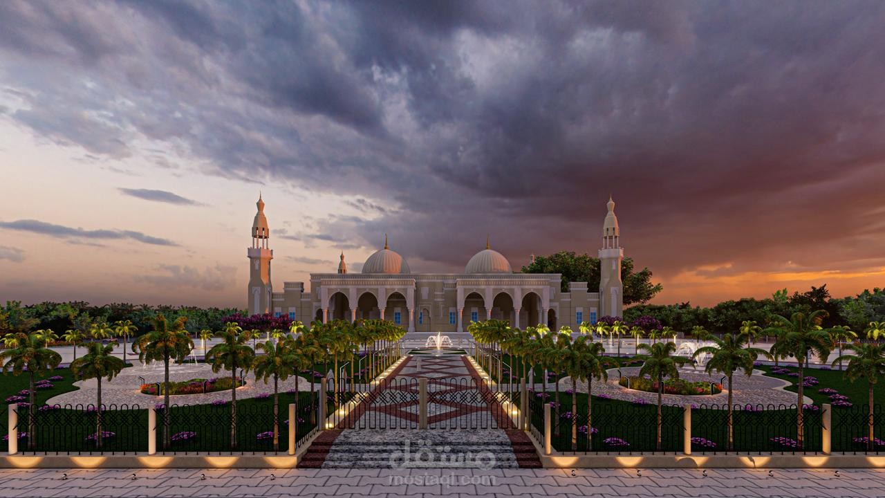 تصميم ساحة خارجية لمسجد قائم بالفعل