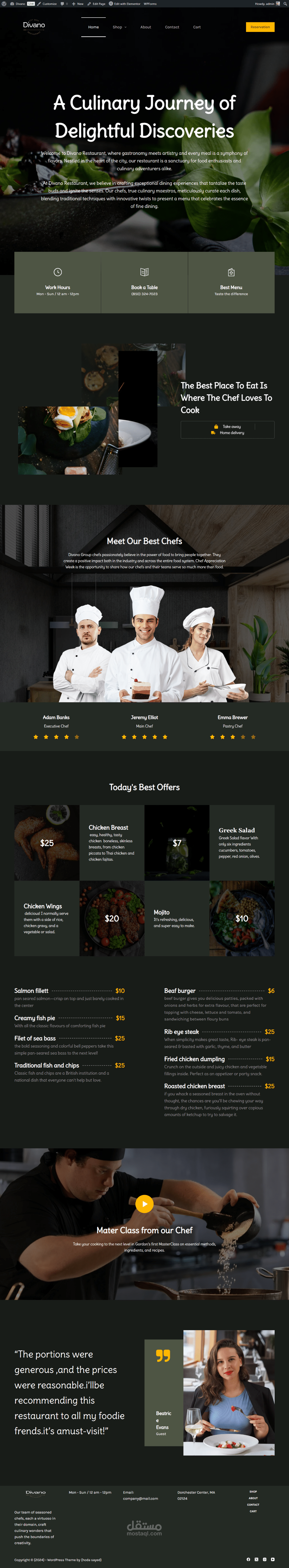 Divano Restaurant wordpress website