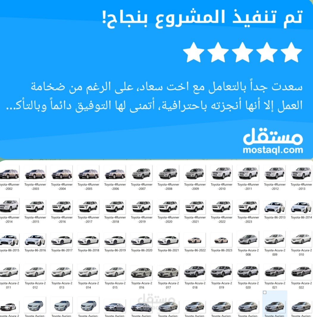 جمع صور مفرغة 11 ألف صورة (سيارات-نظارات-هدايا- منتجات أعشاب-مواد غذائية....) بمواصفات محددة جدا بزمن قياسي و نتيجة احترافية