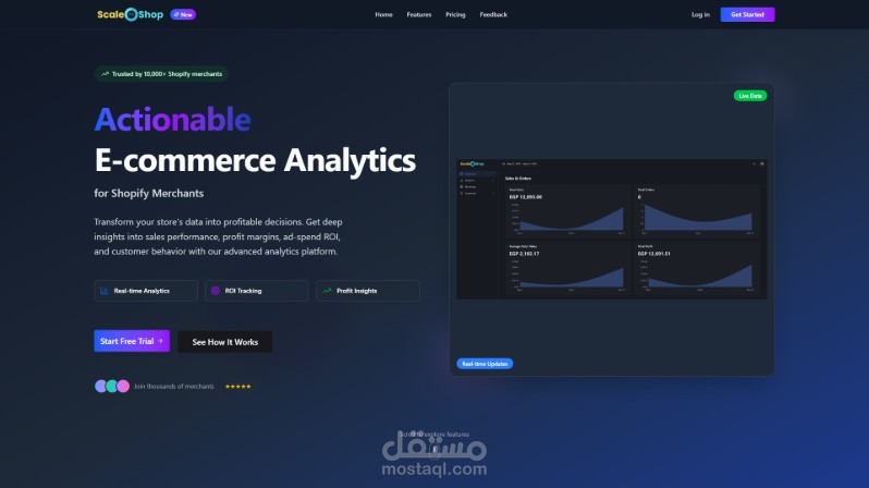 ScaleForShop – منصة تحليلات متقدمة وتكامل ذكي لأصحاب المتاجر الإلكترونية