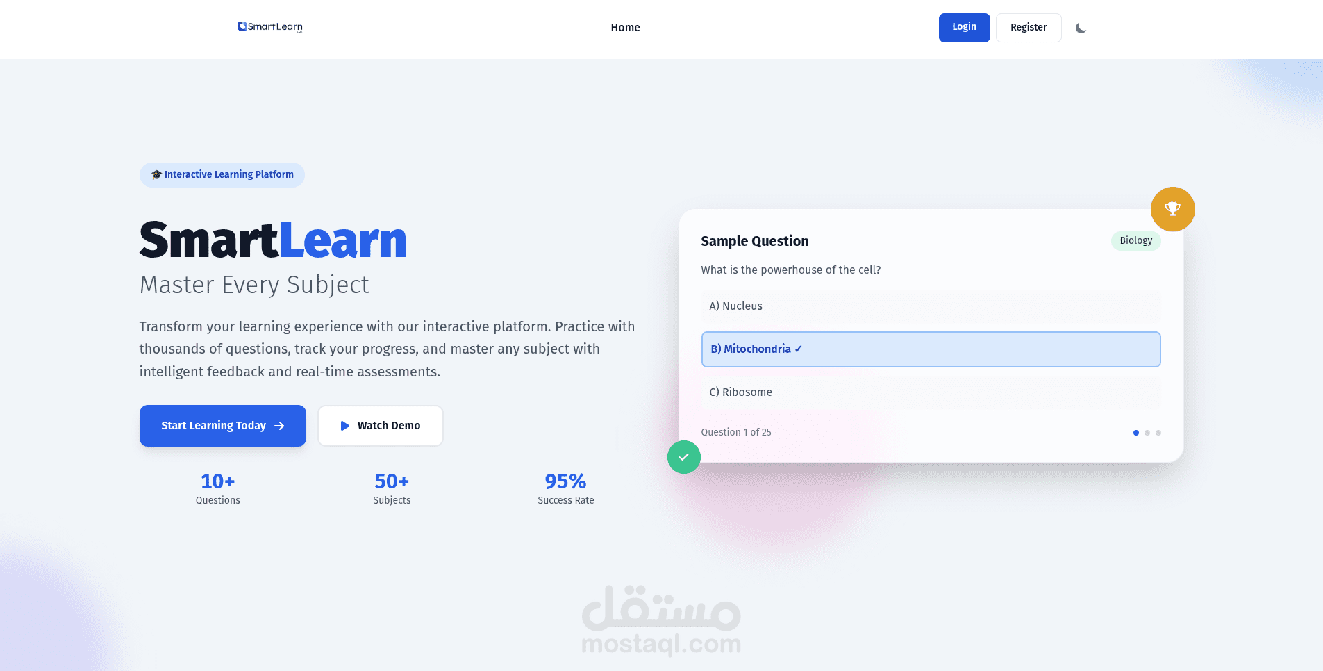 منصة تعليمية تفاعلية متكاملة لإدارة الاشتراكات والاختبارات الذكية