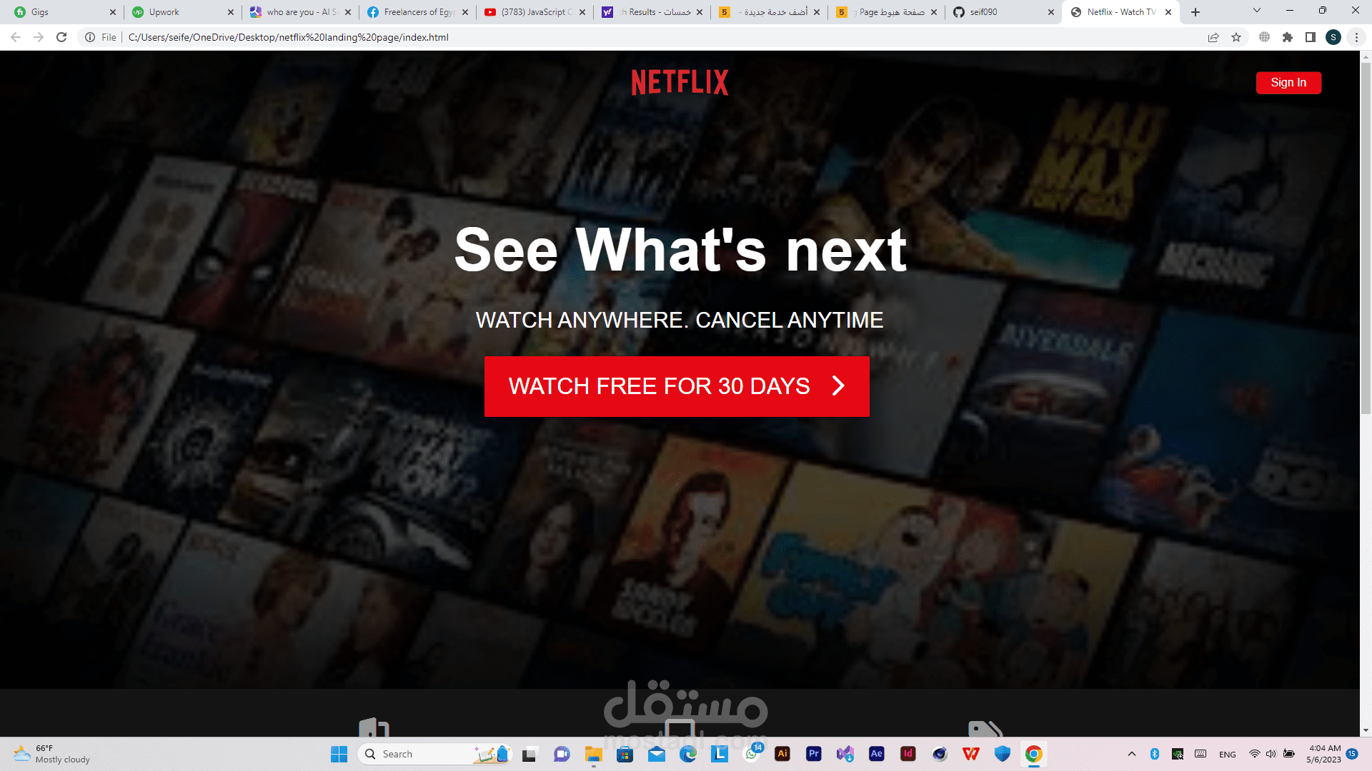 Netflix Landing page