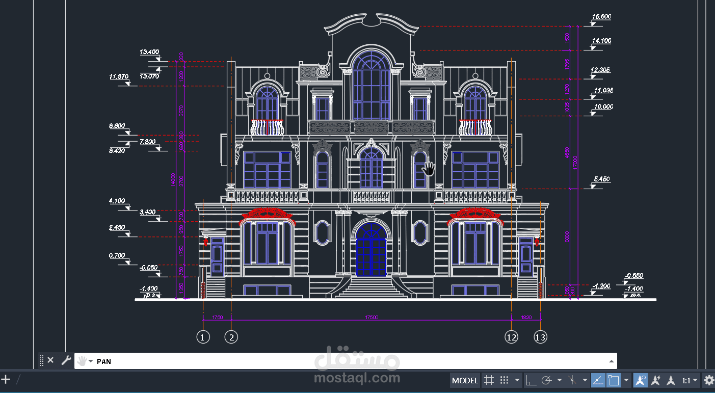 "AutoCAD design front side" تصميم AutoCAD للجهة الأمامية: