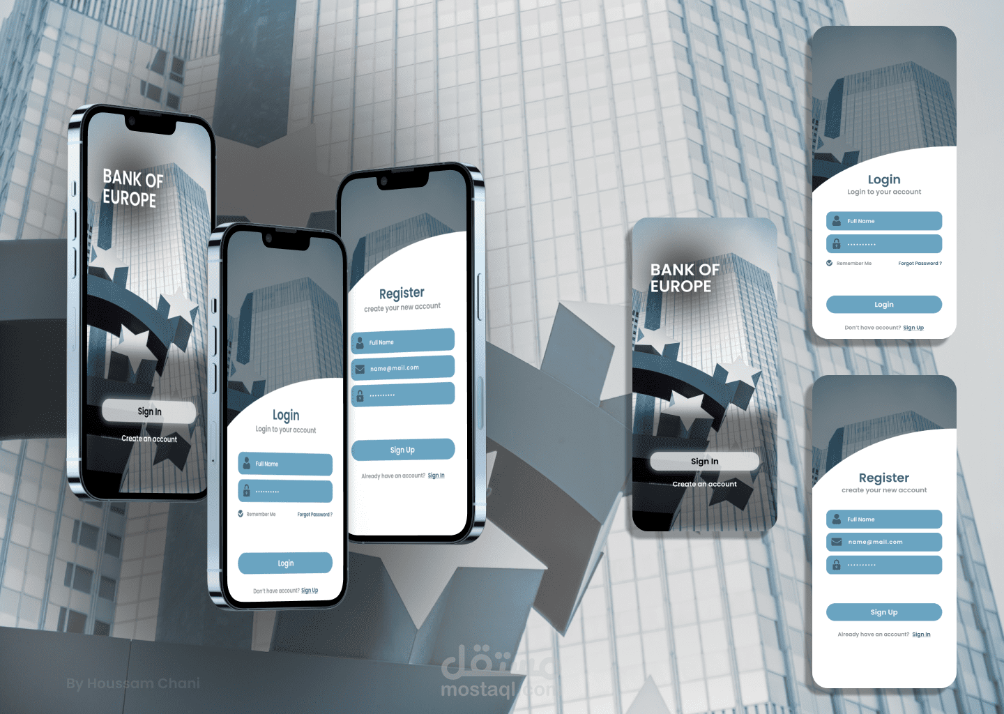 تصميم واجهة المستخدم لتطبيق بنك في الهاتف