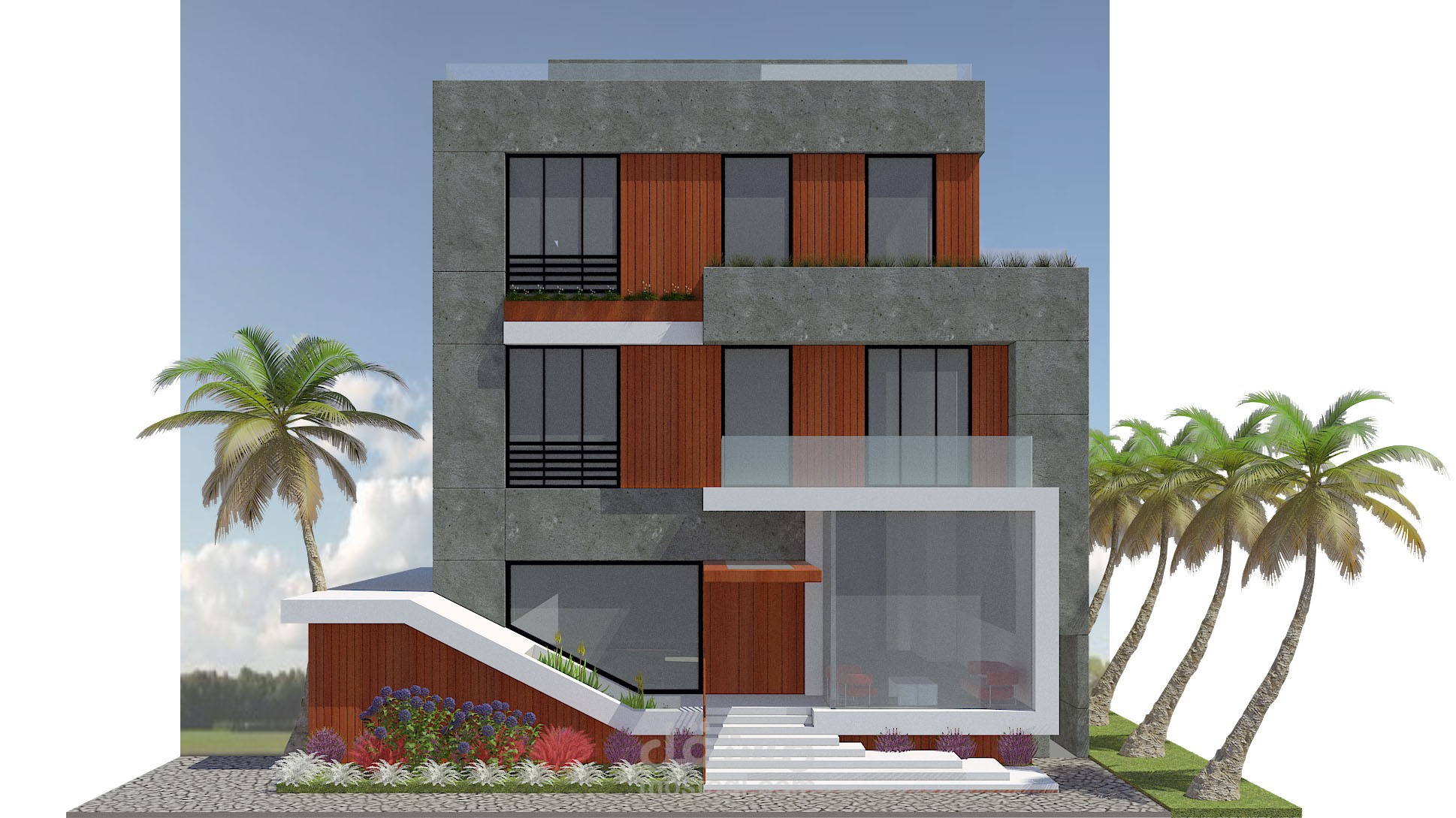 تصميم واجهة مودرن  لفيلا في الكويت