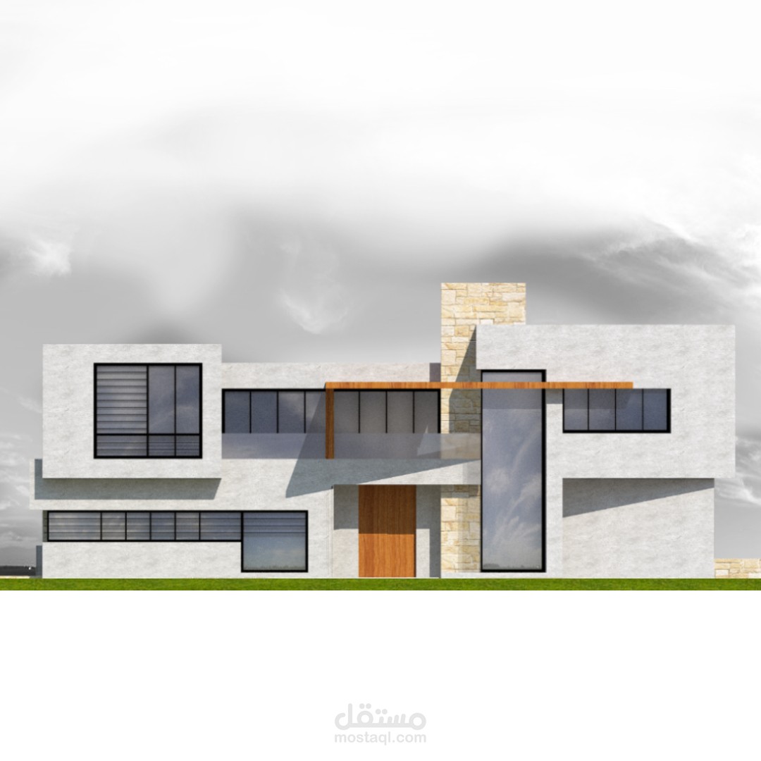 تصميم معماري لفيلا مودرن من ثلاث طوابق