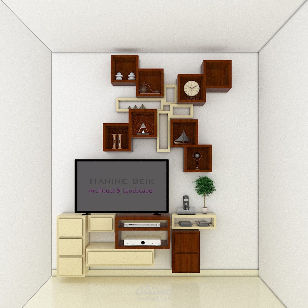 Tv wall unit- تصميم خزانة التلفاز
