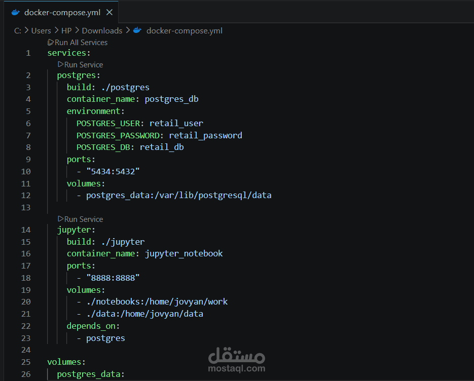 أتمتة خط نقل بيانات متكامل باستخدام Docker وPostgreSQL