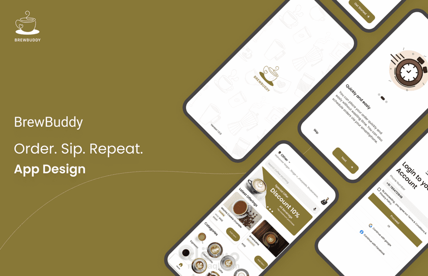 تصميم تطبيق BrewBuddy للقهوة – تجربة طلب وتخصيص وإدارة متكاملة