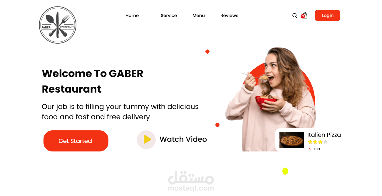 Restaurant landing page ux ui