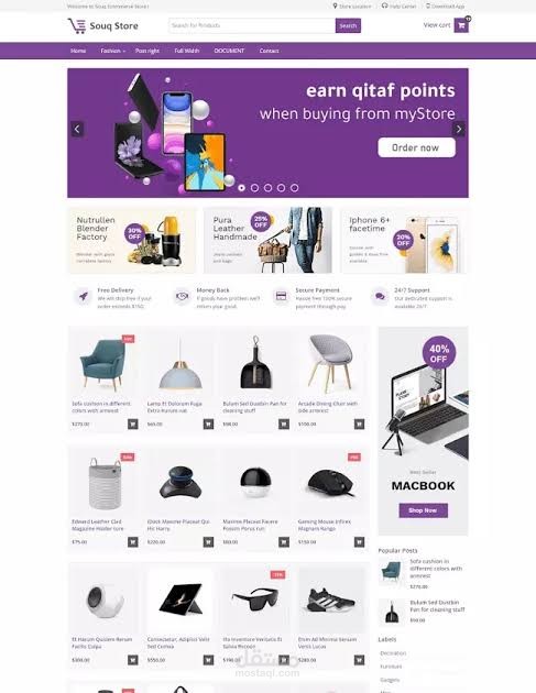 قالب سوق كوم لإنشاء متجر الكترونى احترافى لبيع المنتجات