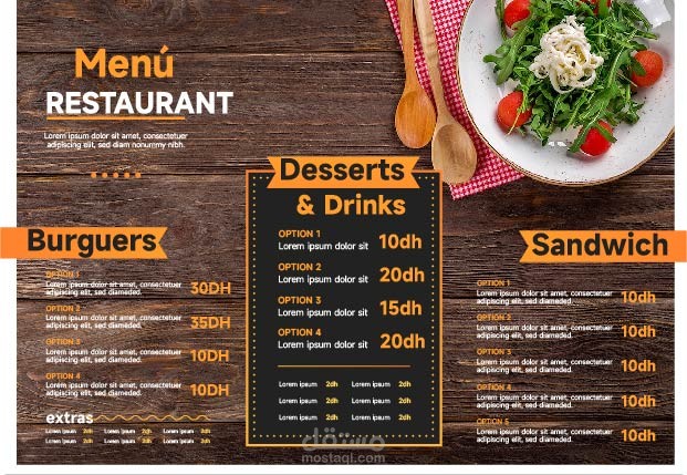 menu restaurant  قائمة مطعم