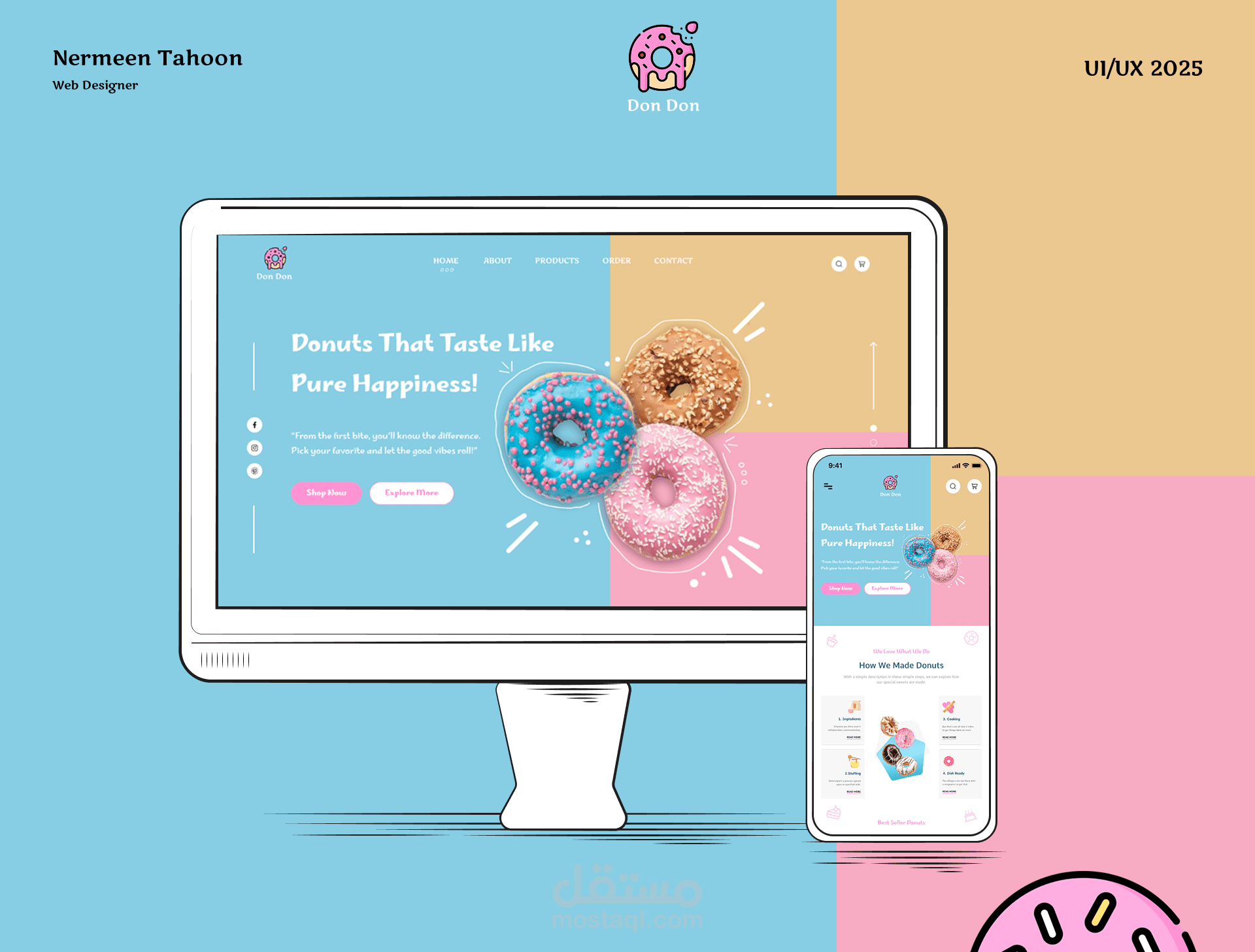 تصميم صفحة هبوط لمطعم حلوي باستخدام figma