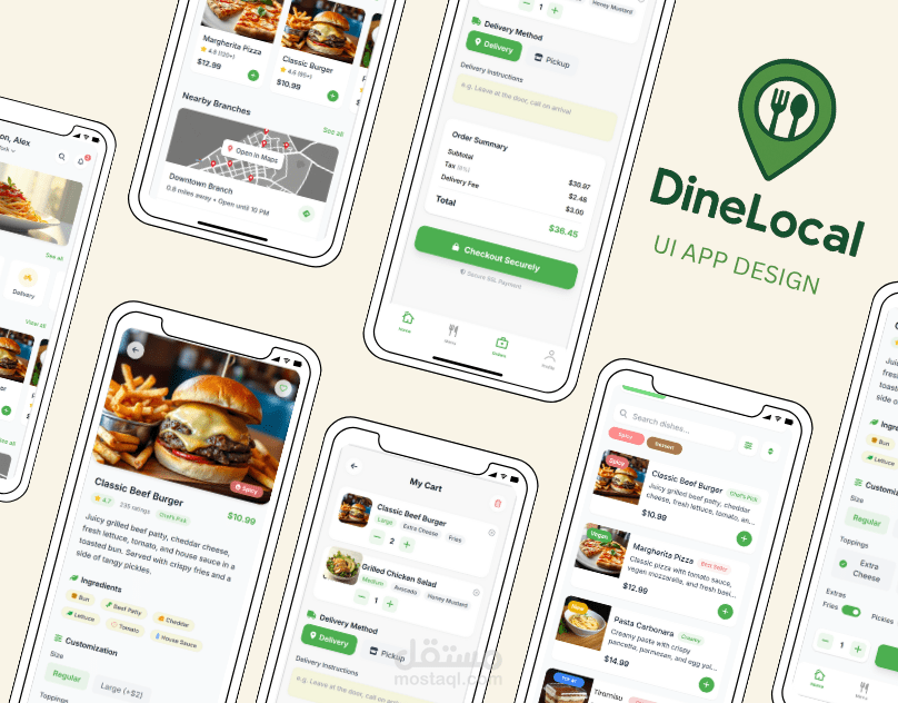 تصميم واجهة تطبيق Dine Local