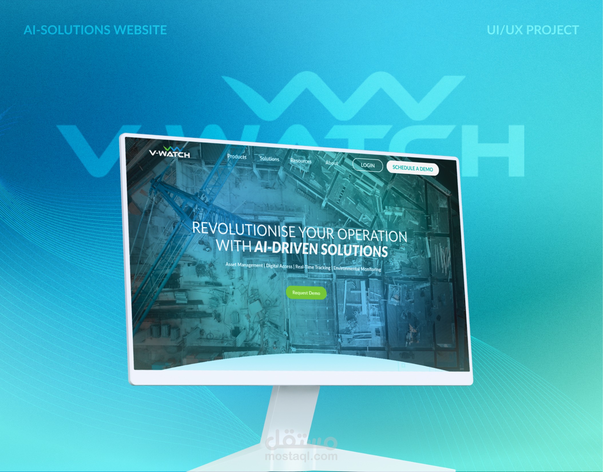 تصميم موقع تعريفي من الصفر لمنصة ذكاء اصطناعي - VWatch