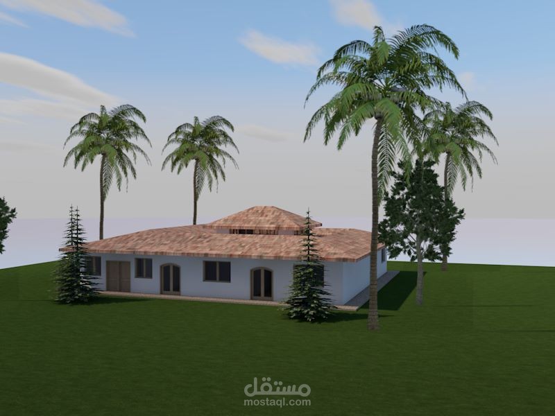 تصميم منزل منعزل مساحة ١٢٠ متر