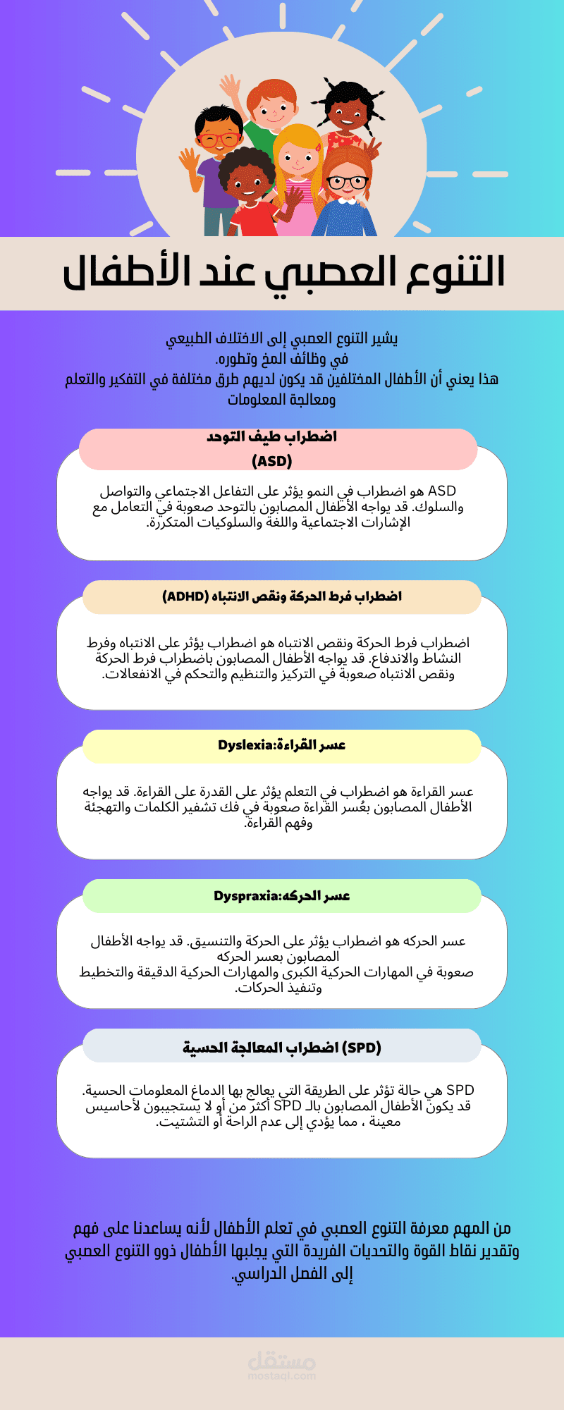 بانر عن التنوع العصبي عند الاطفال