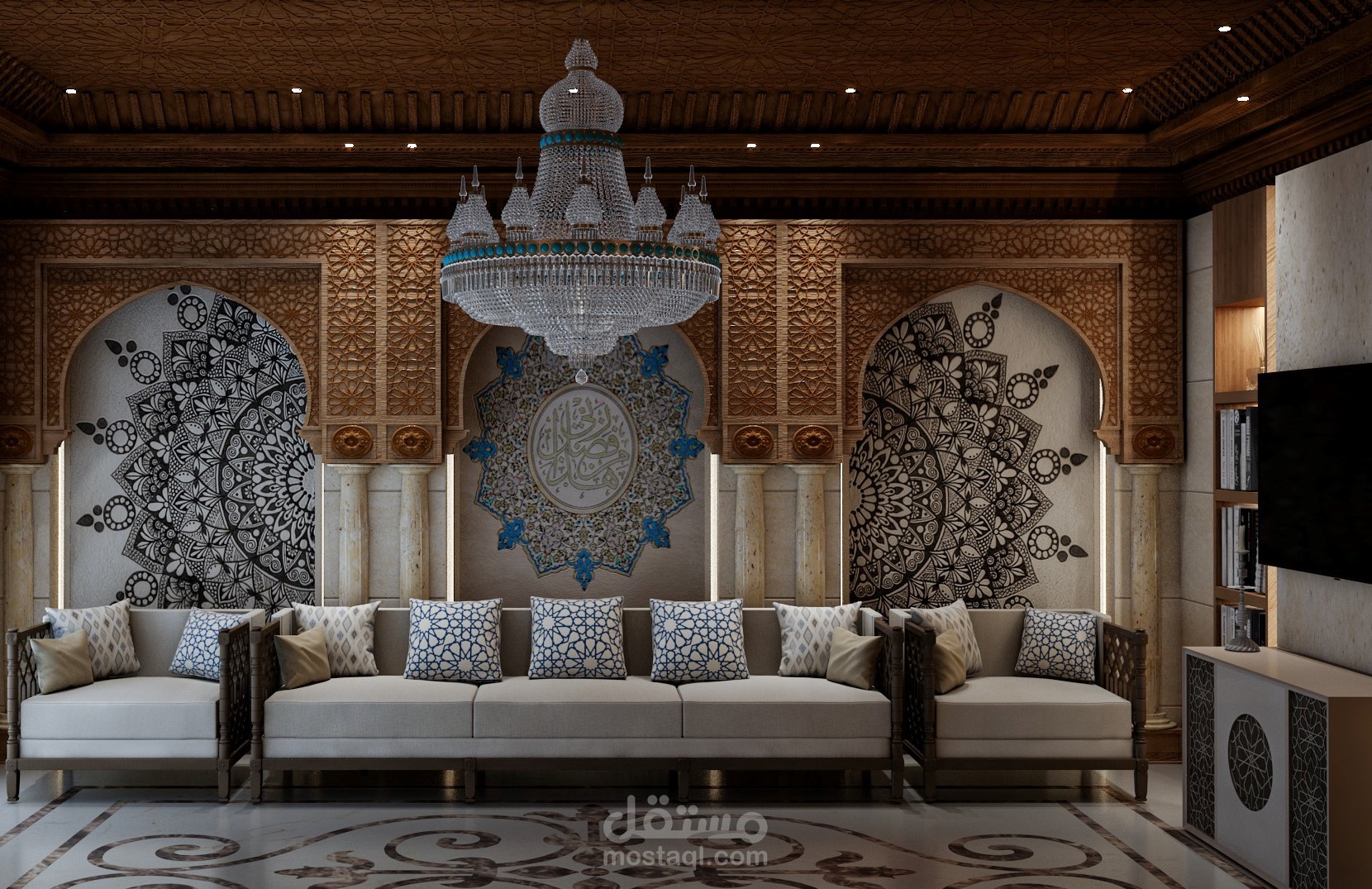 تصميم داخلي لفيلا على الطراز العربي