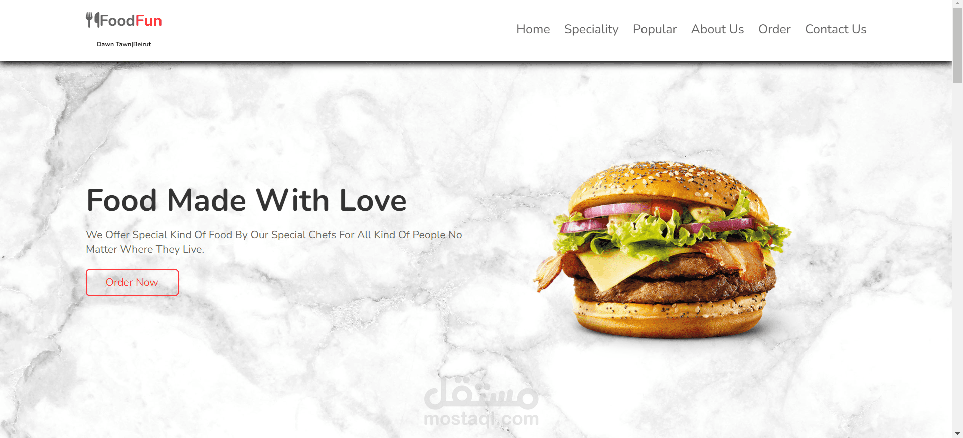 تصميم موقع لمطعم