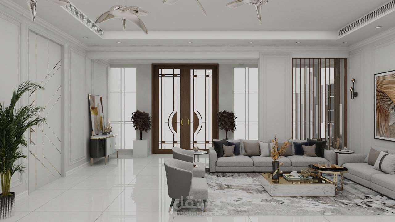 تصميم داخلي للمجالس وصالات الاستقبال